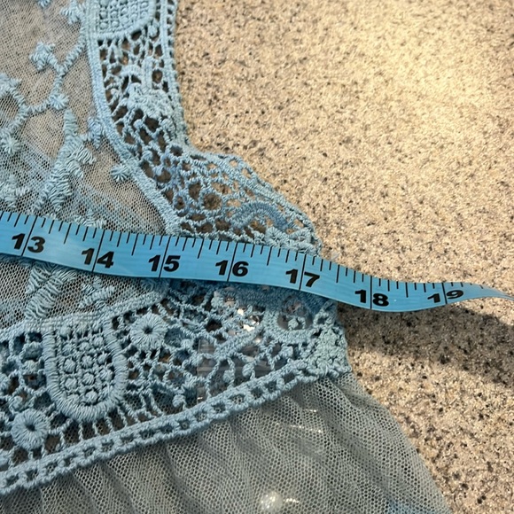 Venus Sheer Blue Lace Sleeveless Top Boho Festival Romantic Cottagecore - Picture 7 of 8